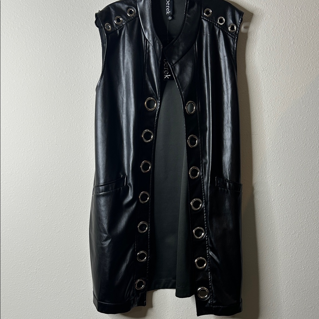 Berek Black Vest With Silver Grommet Accents